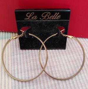 La Belle Gold Hoop Earrings 1.75"